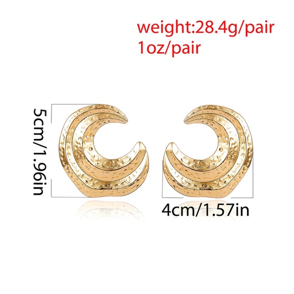 Unique Design//Moon Hoop Earrings GOLD SILVER - Picture 3 of 7